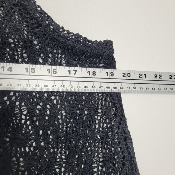 Ingear black dark boho crochet festival hippie loose fit asymmetrical hem top - Picture 5 of 6